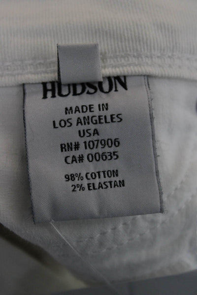 Hudson Womens Cropped Straight Jeans White Button Size 27