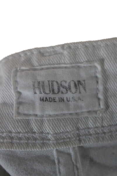 Hudson Womens Cropped Straight Jeans White Button Size 27