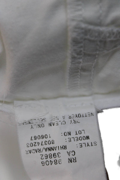Theory Womens Cropped Capri Pants White Button 97% Cotton Size 4