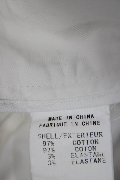 Theory Womens Cropped Capri Pants White Button 97% Cotton Size 4