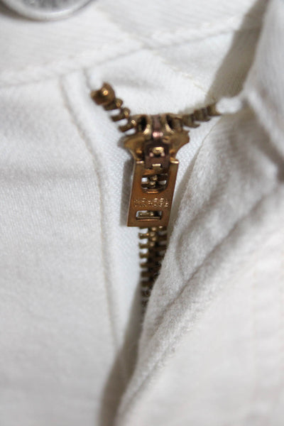 Moussy Women Skinny Ankle Jeans White Mid Rise Button Size 25