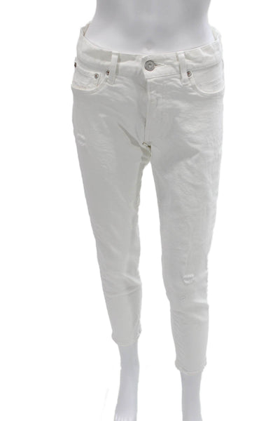 Moussy Womens Ankle Cropped Skinny White Jeans Size 27