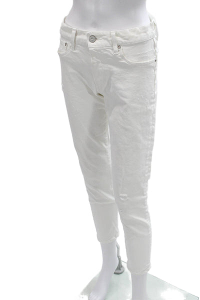 Moussy Womens Ankle Cropped Skinny White Jeans Size 27