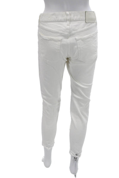 Moussy Womens Ankle Cropped Skinny White Jeans Size 27