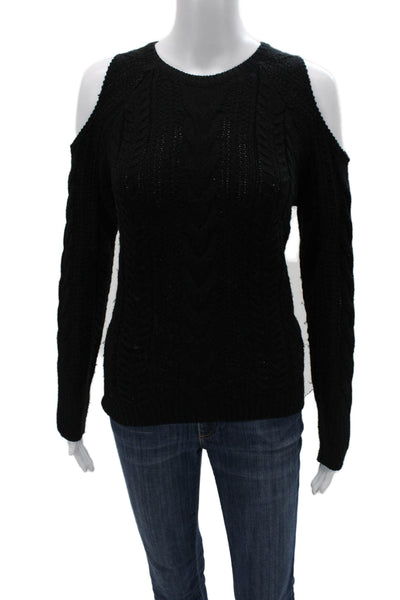 John + Jenn Unisex Pullover Sweater Black Crew Neck Long Sleeve Acrylic Size XS