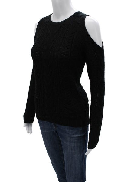 John + Jenn Unisex Pullover Sweater Black Crew Neck Long Sleeve Acrylic Size XS