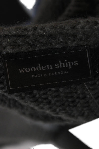Wooden Ships Unisex Dark Gray Striped V-Neck Pullover Sweater Mohair Size S