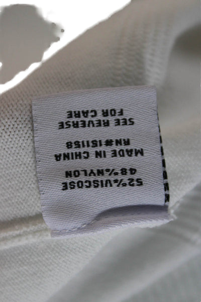 525 Unisex Pullover Sweater White Striped Cotton Crewneck Long Sleeve Size S