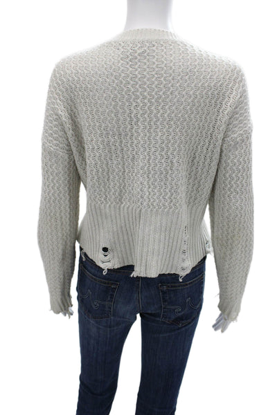 DL1961 Unisex Beige Cotton V Neck Long Sleeve Pullover Sweater Size S
