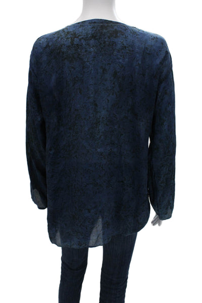 Dosa Women Tunic Dark Blue Cotton Long Sleeve Round Neck Bohemian Size 1