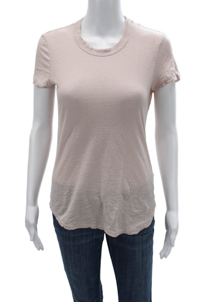 Standard James Perse Womens Basic Crew Neck Short Sleeve T-Shirt Beige Size 2