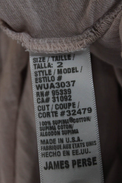 Standard James Perse Womens Basic Crew Neck Short Sleeve T-Shirt Beige Size 2