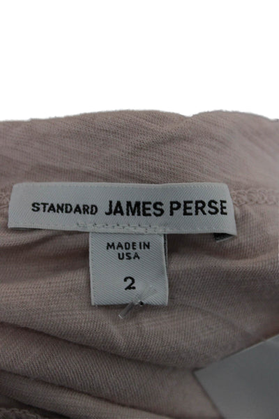 Standard James Perse Womens Basic Crew Neck Short Sleeve T-Shirt Beige Size 2