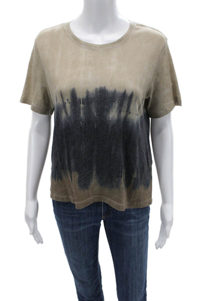 Raquel Allegra Women Cropped Basic T-Shirt Beige Crew Neck Short Sleeve Size 0