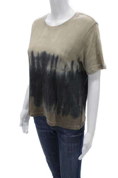 Raquel Allegra Women Cropped Basic T-Shirt Beige Crew Neck Short Sleeve Size 0