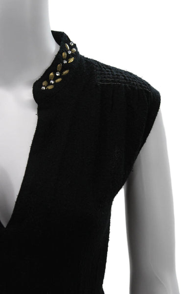 Anaak Womens Black Silk V Neck Sleeveless Boho Top Size 2