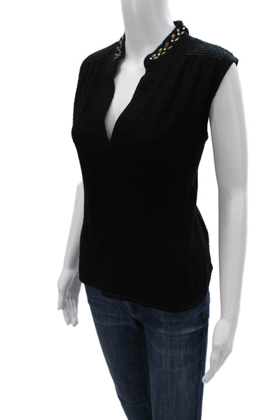 Anaak Womens Black Silk V Neck Sleeveless Boho Top Size 2