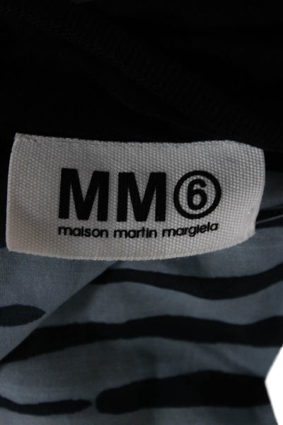 MM6 Maison Margiela Womens Black Striped Tunic 3/4 Sleeve Round Neck Size M