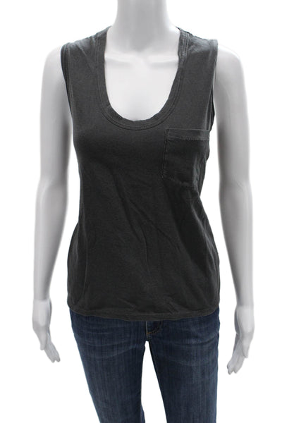 Standard James Perse Women Basic Sleeveless Tank Dark Gray Round Neck Size 2