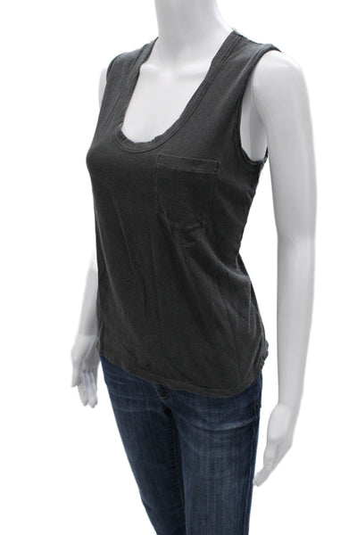 Standard James Perse Women Basic Sleeveless Tank Dark Gray Round Neck Size 2