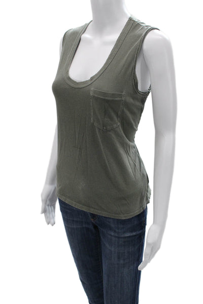 Standard James Perse Womens Jersey Tank Green 100% Cotton Round Neck Size 2