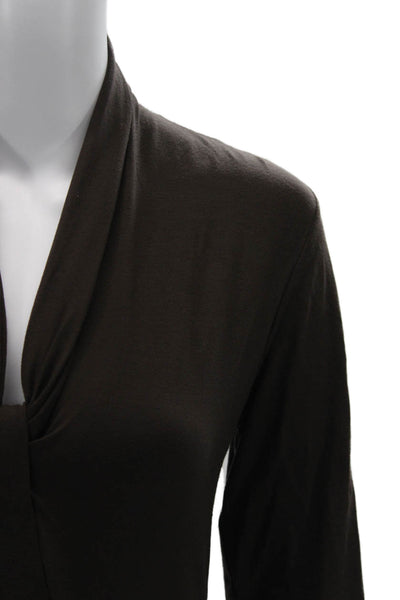Harari Womens Brown Rayon Lycra Long Sleeve Blouse Size S