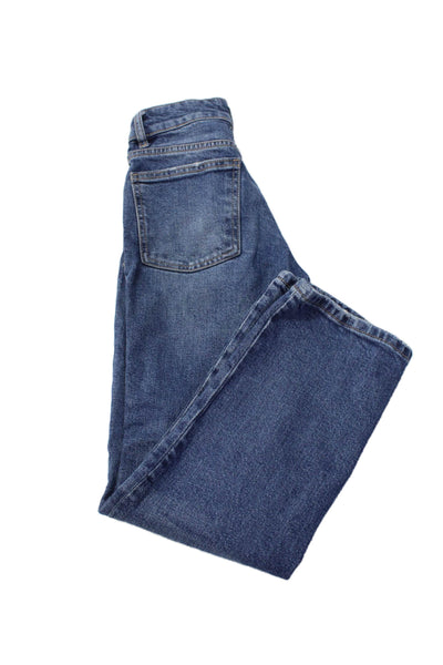 Zara Unisex Straight Jeans 90s Blue Mid Rise Button Fly Size 0
