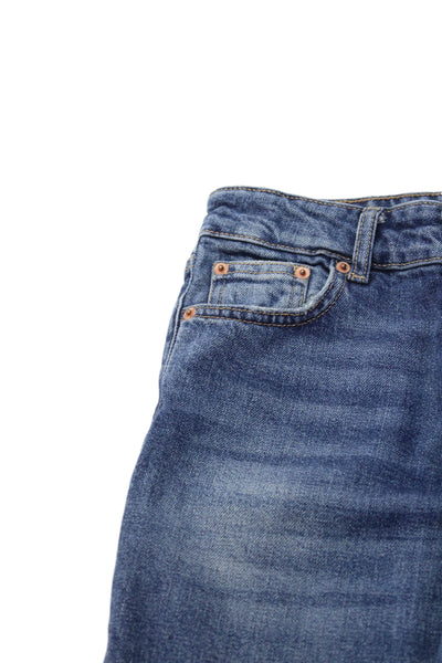 Zara Unisex Straight Jeans 90s Blue Mid Rise Button Fly Size 0