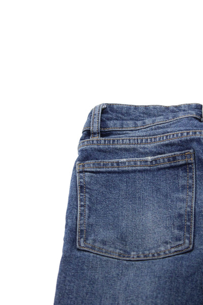 Zara Unisex Straight Jeans 90s Blue Mid Rise Button Fly Size 0