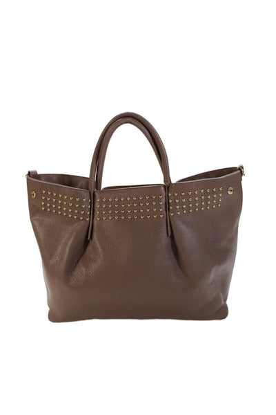 Gianni Notaro Womens Leather Studded Shoulder Bag Brown