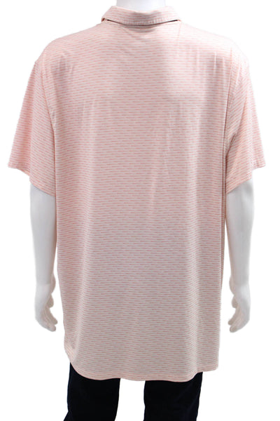 Nike Mens Striped Short Sleeves Polo Shirt Pink Orange Size Extra Extra Large