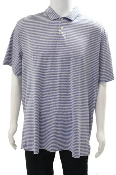 Nike Mens Striped Short Sleeves Polo Shirt Blue Size Extra Large