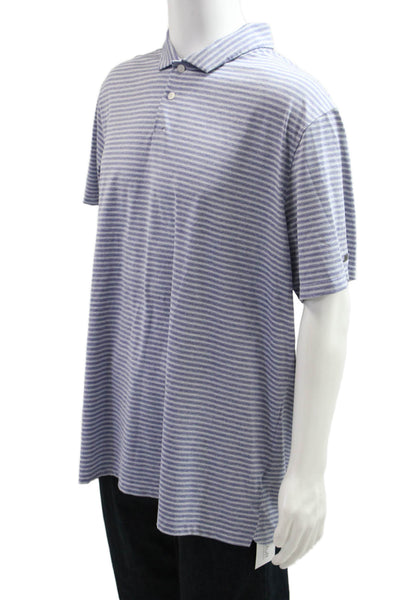 Nike Mens Striped Short Sleeves Polo Shirt Blue Size Extra Large