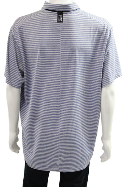 Nike Mens Striped Short Sleeves Polo Shirt Blue Size Extra Large