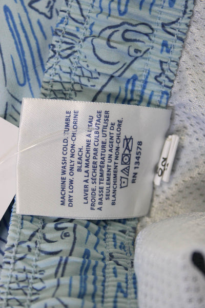 Vineyard Vines Mens Light Blue Fish Graphic Drawstring Shorts Size XL