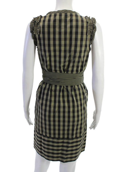 Weekend Max Mara Womens Shirt Dress Beige Check Tie Sleeveless Size 2