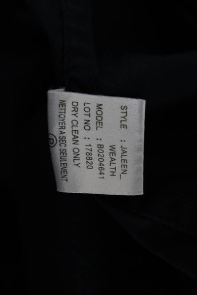 Theory Women Shirt Dress Midi Black Short Sleeve Collared Cotton Blend Size 4