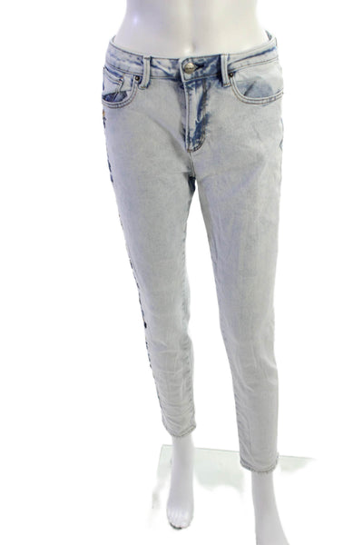 Driftwood Womens Ankle Skinny Jeans Light Blue Mid-Rise Button Size 27