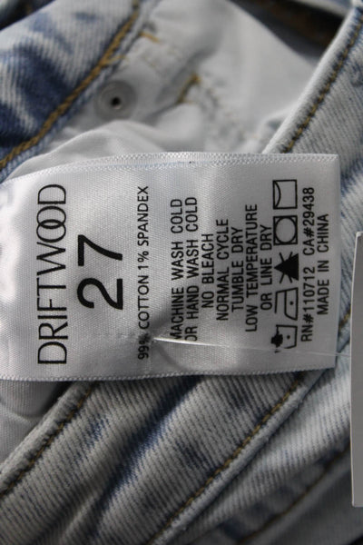 Driftwood Womens Ankle Skinny Jeans Light Blue Mid-Rise Button Size 27