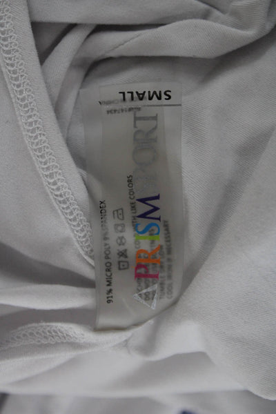 Prism Sport Womens Basic Long Sleeve T-Shirt White Round Neck Drawstring Size S