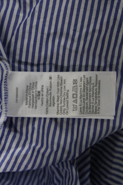 Madewell Women Striped Collared Shirt Dress Blue 3/4 Sleeve Size 2XS