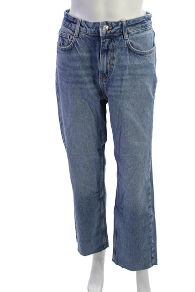 Zara Womens Straight High Rise Jeans Blue 100% Cotton Inseam 29 Size 4