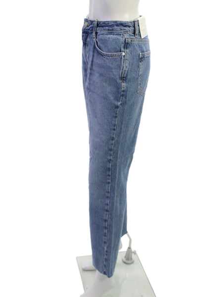 Zara Womens Straight High Rise Jeans Blue 100% Cotton Inseam 29 Size 4