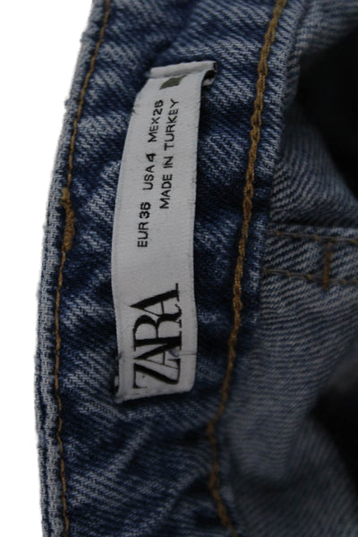 Zara Womens Straight High Rise Jeans Blue 100% Cotton Inseam 29 Size 4