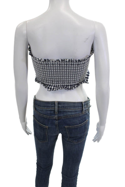 Zara Women Cropped Check Sleeveless Cotton Top Boho Size S