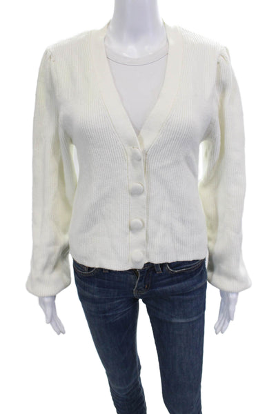 Zara Unisex White V Neck Button Cardigan Sweater Viscose Blend Size S
