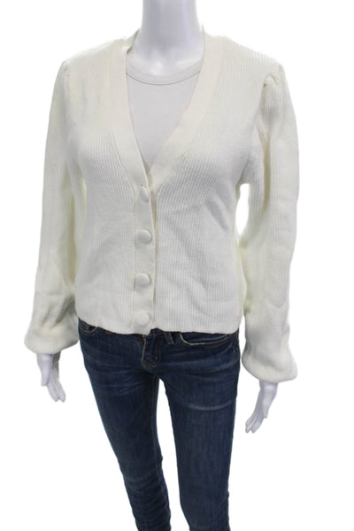 Zara Unisex White V Neck Button Cardigan Sweater Viscose Blend Size S