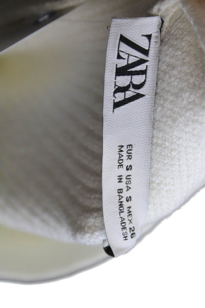 Zara Unisex White V Neck Button Cardigan Sweater Viscose Blend Size S