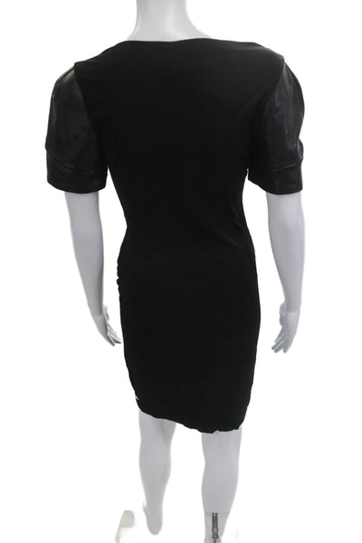 Kimberly Taylor Women Bodycon Sheath Dress Black V-Neck Short Sleeve Size M