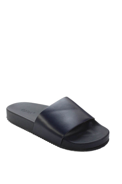 ONIA Womens Single Strap Rubber Slide Sandals Navy Blue Size 8